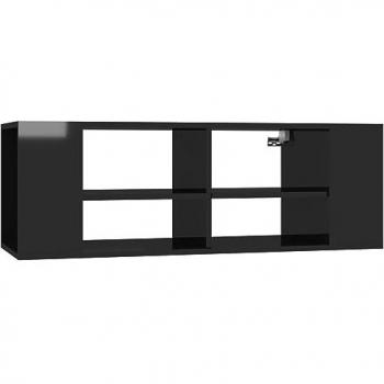 Mueble TV Multimedia Brillante 102 x 35 x 35 cm para Comedor, Sala de Estar y Dormitorio, Color Negro
