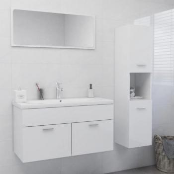 Conjunto de muebles de baño en madera de ingeniería blanca brillante Dia e Noite
