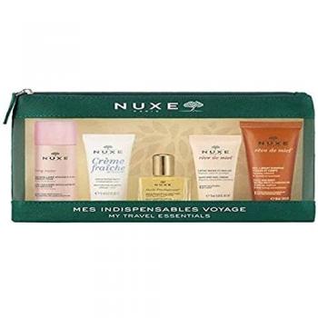 NUXE Travel Kit with Crème Fraîche de Beauté 15ml, Huile Prodigieuse Multi-Purpose Dry Oil 15ml, Rêve de Miel Hand and Nail Cream 15ml, and Prodigieux