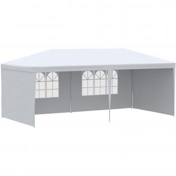 Outsunny Carpa de Jardín 6x3m con 4 Paredes Laterales y 2 Ventanas Visibles Cenador Gazebo de Exterior