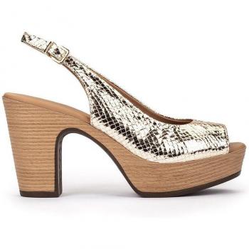 Sandalias de tacón de piel metalizada en color platino modelo LA VALETA