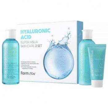 Farm Stay Hyaluronic Acid Super Aqua Skin Care 3 Set (Toner + Emulsion + Cream)