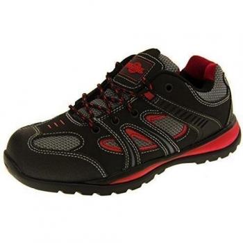 Northwest Territory Horton Hombre Negro Y Rojo Cuero De Gamuza Puntera De Seguridad Zapatillas EU 45