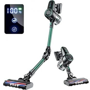 Laresar Aspiradora sin Cable 25 KPa, 250W Aspiradora Escoba sin Cable, Pantalla Digital, Batería Duración 20-35 Minutos, Taza de Polvo de 1,5 litros, Tubo Plegable