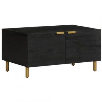 Mesa de centro madera contrachapada negro 80x50x40 cm, mesa auxiliar, mesa de salón, mesa decorativa, mesita de sofá