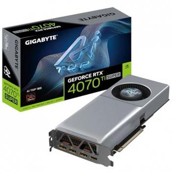 Tarjeta Gráfica GIGABYTE GeForce RTX 4070 Ti SUPER AI TOP 16G - 16GB GDDR6X, 256bit, PCI-E 4.0, 2610MHz, 3 x