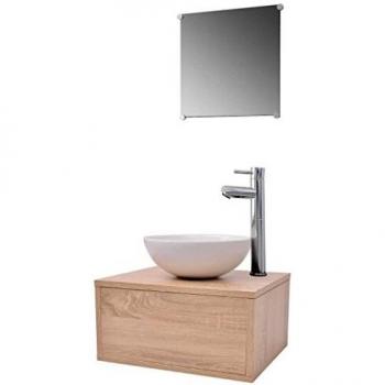 vidaXL Set Muebles para Baño Modelo con Lavabo y Grifo Pack 4 Piezas Color Beige