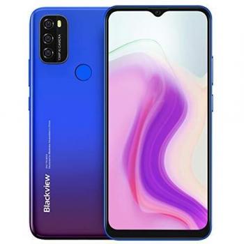 Blackview A70 Android 11 Teléfono, Pantalla HD+ 6.5'', 8.3mm Delgado&Liviano, Batería Masiva 5380mAh, Smartphone Octa Core 3GB 32GB,13MP+5MP,Dual SIM Móvil 4G,Desbloqueo Facial&Huella Digital Azul