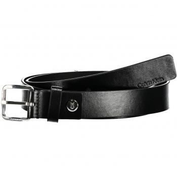 Stylish Men's Black Leather Belt with Metal Buckle - 95 cm / 38 Inches