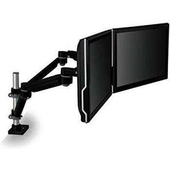 3M Easy Adjust Desk Mount Dual Monitor Arm, Adjust Height, Tilt, Swivel and Rotate by Holding and Moving Monitor, Free Up Desk Space, Clamp or Grommet, for Monitors to 20 lbs <= 27, Black