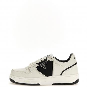 Guess Ancona Low-Top Sneakers - Male, White and Black, EU 45 (UK 11)