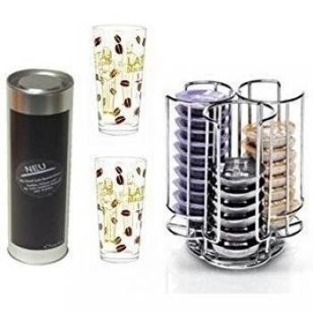Tassimo Soporte para cápsulas para 30Cápsulas de Bosch + + 2Latte Macchiato Vasos + Caja de Creative Vino para escribir überreichen veces la botella de vino Anders apto también para Otras Regalos
