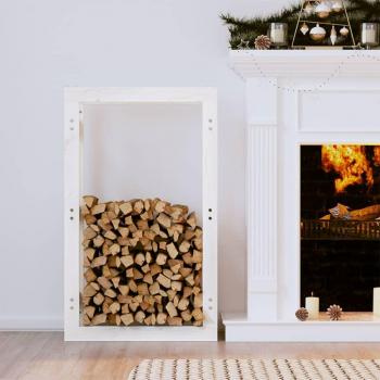 Estante para leña de madera maciza de pino blanco 60x25x100 cm Vidaxl Blanco