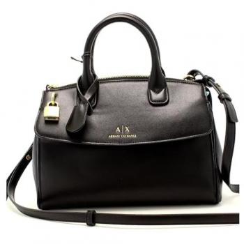 Armani Exchange Black Logo Shopper Bag, One Size, Casual Polyester Handbag