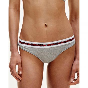 Tommy Hilfiger - Tanga color liso para mujer con inscripción gris