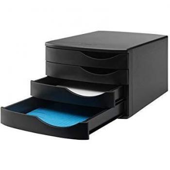 Módulo de Escritorio Jalema Re-Solution Negro con 4 Cajones, 100% Reciclado, A4 (216x300x375 mm)