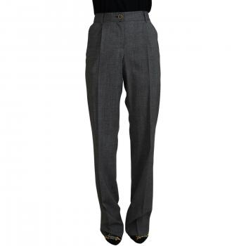 Dolce & Gabbana High-Waist Plaid Virgin Wool Pants - Gray, Size XS