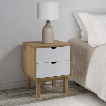 vidaXL Bedside Cabinet OTTA Brown & White 46x39.5x57cm Solid Wood Pine