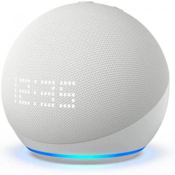 Amazon Echo Dot (5th Generation) Smart Speaker with Clock, Glacier White