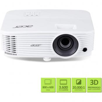 Proyector Acer P1150 DLP 3600 Lúmenes ANSI, SVGA (800x600), Ratio de Contraste 20000:1, Formato 4:3, Rango de Proyección 558.8 - 7620 mm (22 - 300), Blanco