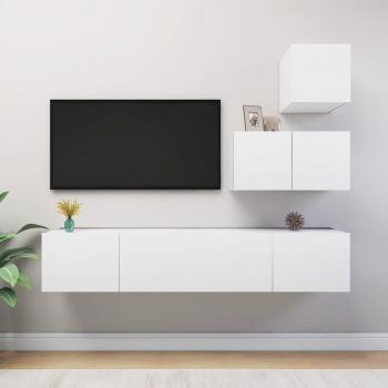 Set de Muebles de Salón para TV 4 Piezas en Madera de Ingeniería, Dimensiones 60/80 x 30 x 30 cm, Incluye Mueble TV, Mesa de TV y Mueble Televisor