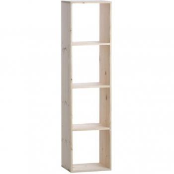 Cubo de Almacenamiento Wellhome de 4 Compartimentos para Pintar, Barnizar o Teñir - 36x30x139,3 cm - Pino Macizo Natural