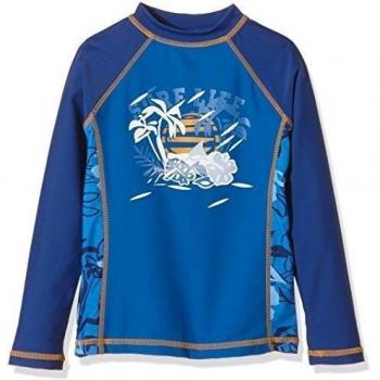 Aquatinto mit Palmen-Print, UV +50 - Camisa Surfera Niños, color azul, talla 110