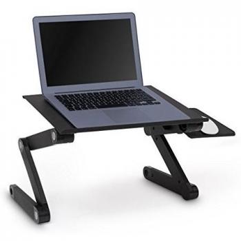 Relaxdays - Soporte para ordenador portátil Lappi mesa plegable con altura ajustable bandeja de cama H x L x P 47 x 58 x 27 cm Tablet para ratón extraíble, negro