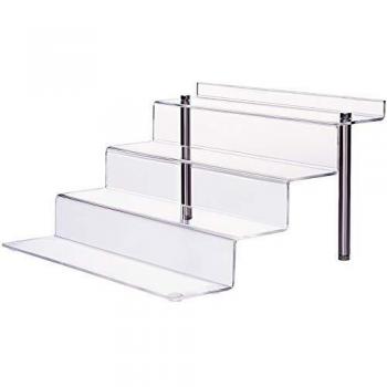 CECOLIC Soporte de exhibición de acrílico Transparente, Estante Vertical Grande de 4 Pasos, para Figuras, Magdalena, lápiz Labial, Esmalte de uñas, condimento, 12 x 11 x 6.3in
