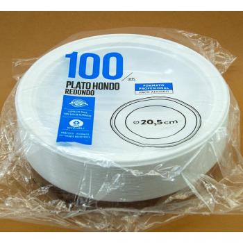 Pack Ahorro 100 Platos Hondos 205mm plástico - Maxi Products