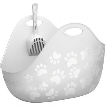 Arenero descubierto LitterLocker® LitterBox para gatos - gris/blanco