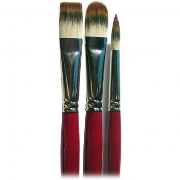 Set de 3 Pinceles de Mango Largo Van Gogh con Puntas Redonda, Lengua de Gato y Plana para Óleo/Acrílico