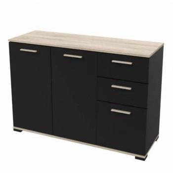 Aparador Izzy Estilo Industrial Negro y Roble Kronberg 120x42x83 cm