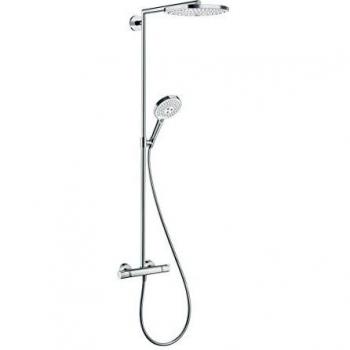 Hansgrohe 27133400 Raindance Select S 300 columna de ducha, 3 tipos de chorro, blanco/cromo