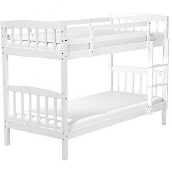 Litera Alta de Madera de Pino Blanca 90 x 200 cm para Niños