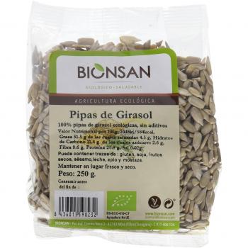 Bionsan Pipas de Girasol Peladas Naturales | Ecológicas | 6 Bolsas de 250 g | Total: 1500 gr.