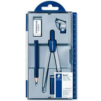 Staedtler Noris Club 550 60 S1. Set de dibujo con estuche, compás escolar, tubo de minas, lápiz y goma de borrar