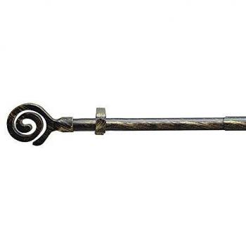 Riel Chyc 5435054 Barra Cortina Metal Ø 19 mm. Extensible 1,1/2,0 Metros Negro Dorado Espiga Sin Anilla, Multicolor