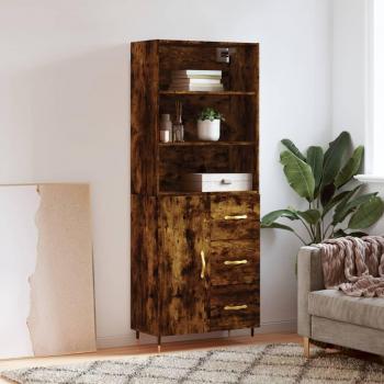 Aparador alto de madera multicapa en roble ahumado 69,5x34x180 cm