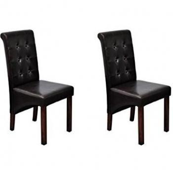 Set de 2 sillas clásicas de comedor de cuero Color marrón