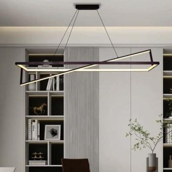 Lámpara Colgante LED V-TAC 45W Rectángulos Dobles Color Metal Negro 114x21.50cm 3000K Triac Regulable