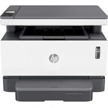HP Neverstop Laser 1201n 5HG89A, Impresora A4 Multifunción Monocromo Con Depósito de Tóner, Imprime, Escanea y Copia, Fast Ethernet, Puerto USB 2.0, HP Smart App, Panel de Control LCD, Blanca
