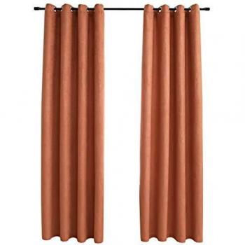 Cortinas opacas anillas de metal 2 pzs color óxido 140x225 cm