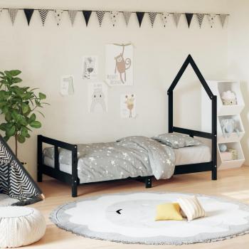 Cama para niños de madera maciza de pino negra 80x160 cm