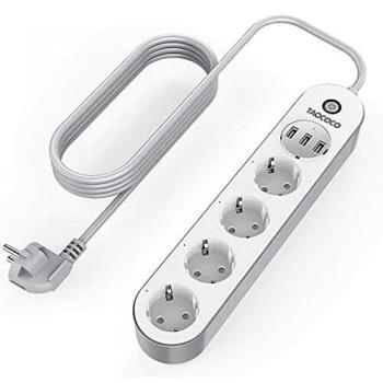 TAOCOCO Regleta inteligente, Smart Power Strip con 4 zócalos y 3 USB, Admite control por voz/Control remoto/Temporizador para la aplicación/Compatible con Alexa Google Home e IFTTT Multiplex Smart