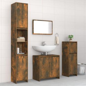 Conjunto de muebles de baño 4 piezas de madera de roble ahumado multicapa