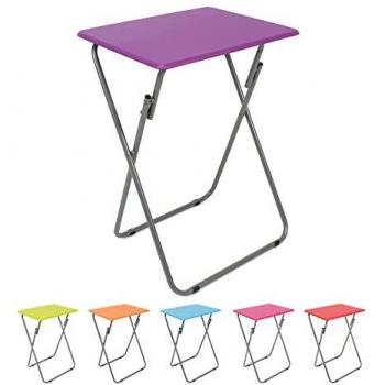 Mesa Plegable Portátil Multifuncional de Madera - 48 cm x 66 cm x 38 cm - Mesa Rectangular Pequeña Ideal para Terraza, Balcón, Camping y Jardín (Violeta)