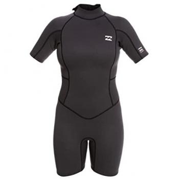 Billabong Traje de Neopreno de Manga Corta 2/2mm con Cremallera en la Espalda - Modelo Launch - Mujer - Talla 4 - Color Negro