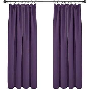 Deconovo Cortinas Opacas con Aislamiento Térmico para Salón Oficina Hotel Decorativas Fruncidas 2 Piezas 117x183cm Púrpura Oscuro