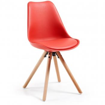 Kavehome Silla Ralf, natural y rojo